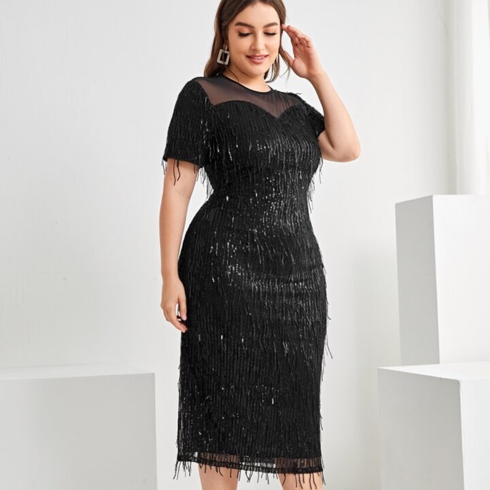 Shein Curve Sequin Fringe Dres Size 2x - image 2